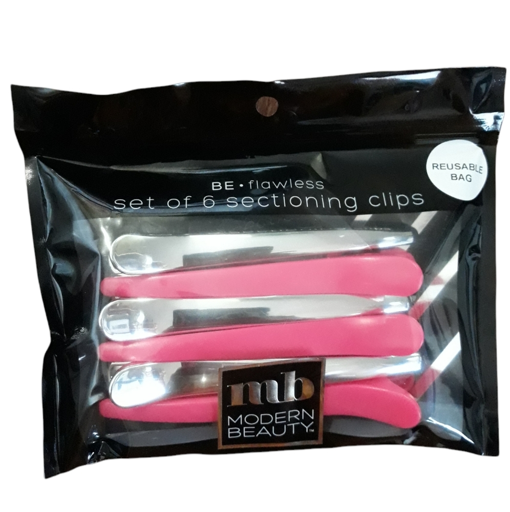 Modern Beauty Be flawless set of 6 sectioning clips. Reusable Bag.🛍